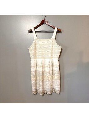 J.Jill Womens Petite Lace Ivory Sleeveless Dress Large Boho Hippie Resort Bridal